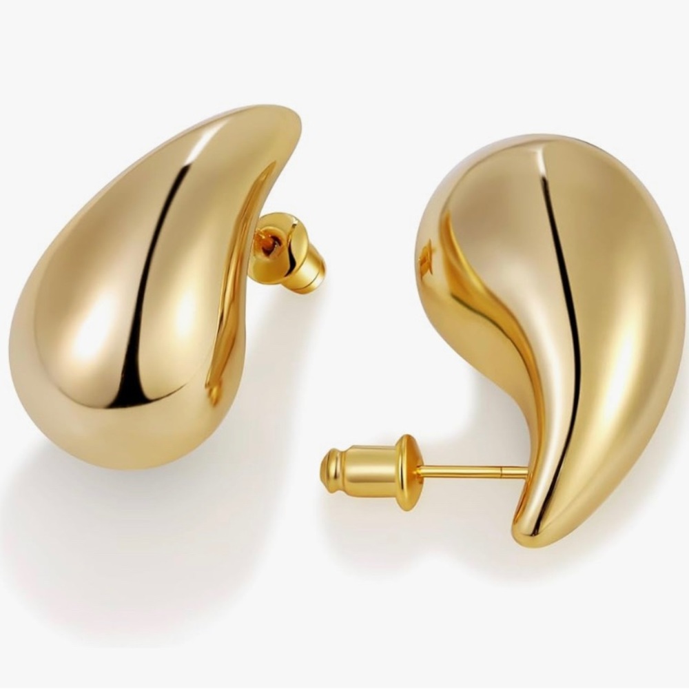 Golden Tear Drop Earrings